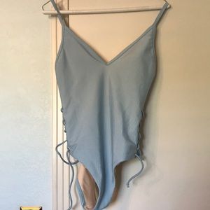 Blue one piece swimsuit